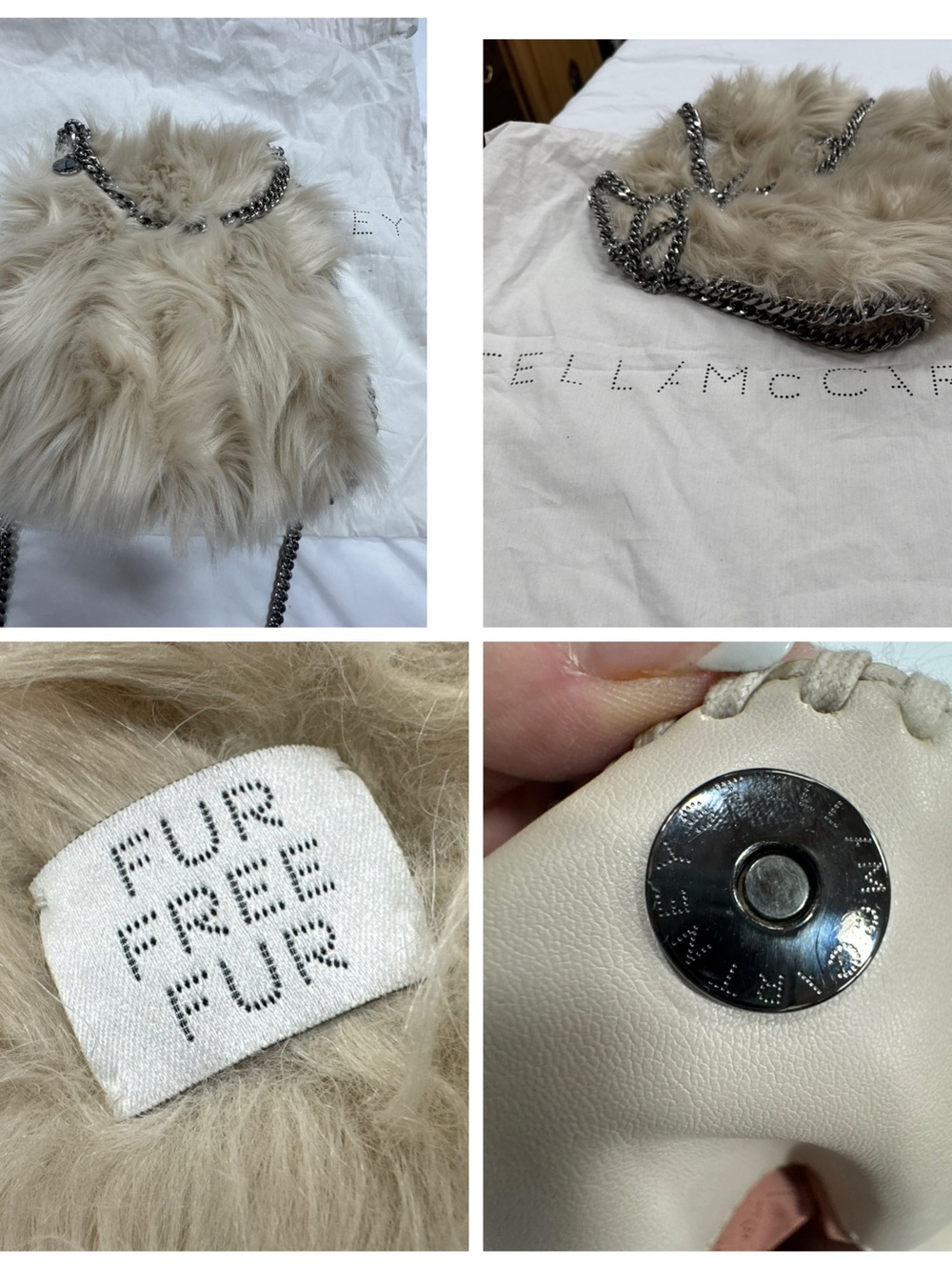 Stella McCartney White Faux Fur Falabella Mini Crossbody Bag EUC - Picture 8 of 9